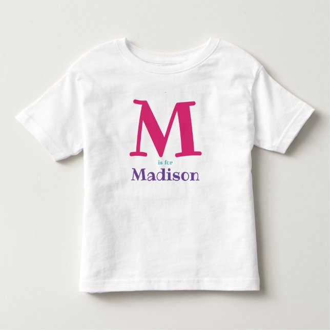 T-shirt Pour Les Tous Petits Filles Nom personnalisé Lettre initiale (Devant)