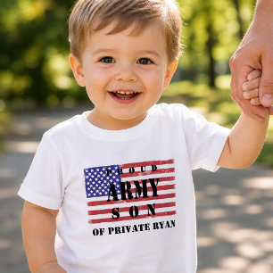 T-shirt Pour Les Tous Petits Fils de l'Armée Fier Patriotique Drapeau