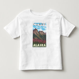 T-shirt Pour Les Tous Petits Fireweed et montagnes - cari, Alaska