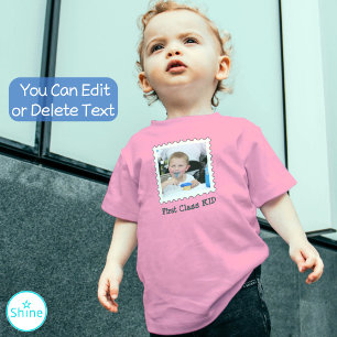 T-shirt Pour Les Tous Petits FIRST CLASS KID Best Kid Ever photo carré personna