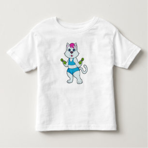T-shirt Pour Les Tous Petits Fitness Cat Dumbbell
