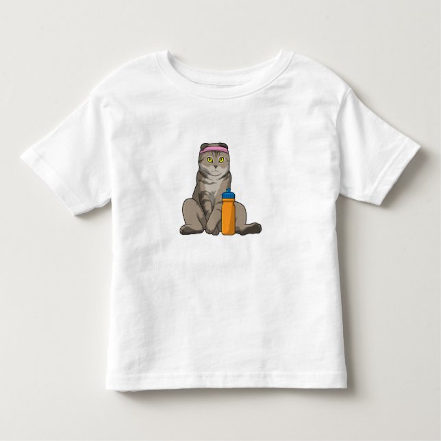 T-shirt Pour Les Tous Petits Fitness Chat Boire de la tasse (Devant)