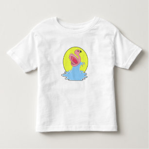 T-shirt Pour Les Tous Petits Flamant rose à Surfing on Water