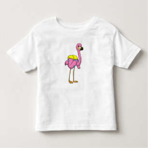 T-shirt Pour Les Tous Petits Flamant rose comme élèves avec sac scolaire