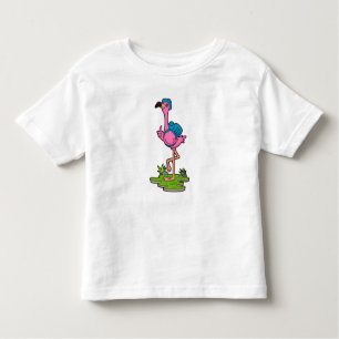 T-shirt Pour Les Tous Petits Flamant rose comme randonneur avec sac à dos