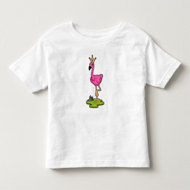 T-shirt Pour Les Tous Petits Flamant rose en princesse avec couronne (Devant)