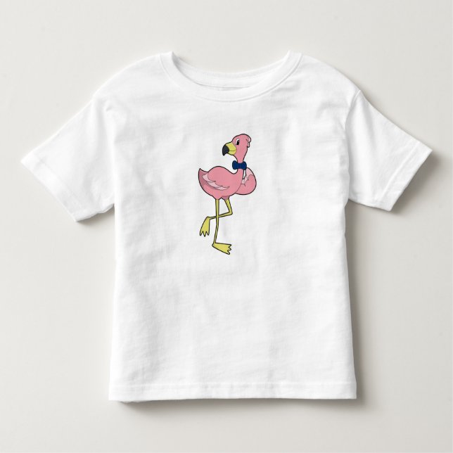 T-shirt Pour Les Tous Petits Flamant rose en tant que Gentleman avec Cravate (Devant)