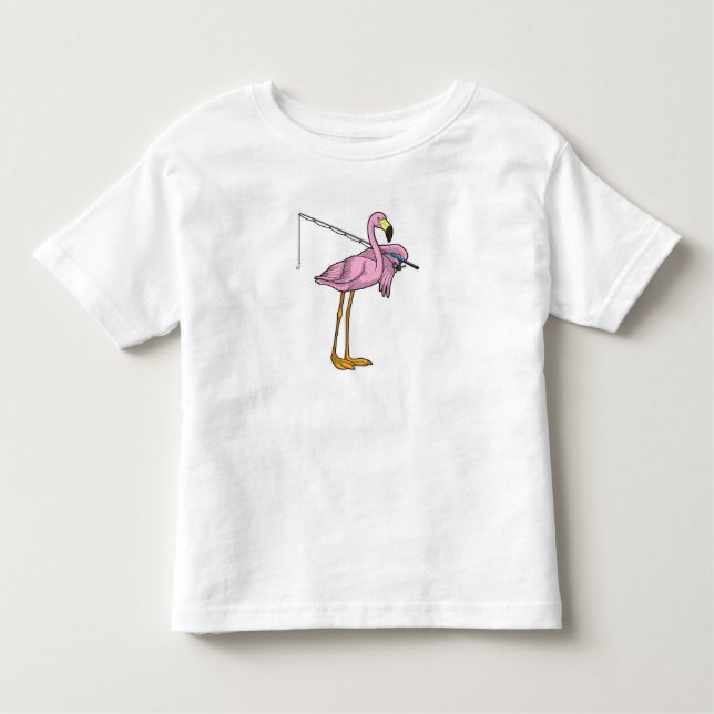 T-shirt Pour Les Tous Petits Flamant rose Pêche Pêcheur Pêcheur canne (Devant)