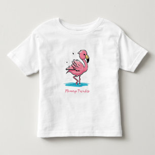T-shirt Pour Les Tous Petits Flamant rose rose bébé dans l'eau