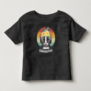 T-shirt Pour Les Tous Petits Fleur Moufette Coucher de soleil Bleu Blanc Nom