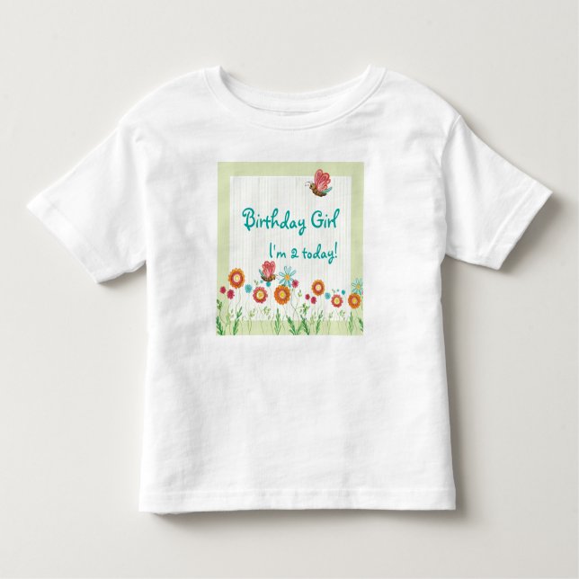 T-shirt Pour Les Tous Petits Fleurs Whimsey Girl Birthday Party Shirt (Devant)