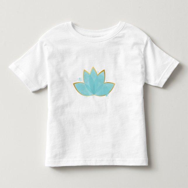 T-shirt Pour Les Tous Petits Floral Lotus Seafoam Blue & Faux Gold (Devant)