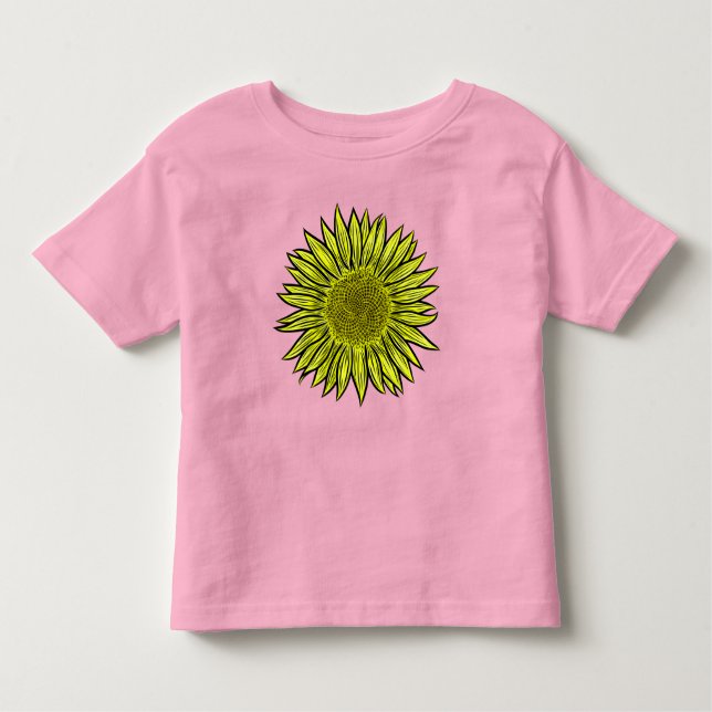 T-shirt Pour Les Tous Petits Flore Rustique Tournesol Jaune Main tirée (Devant)