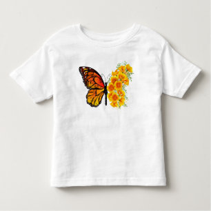 T-shirt Pour Les Tous Petits Flower Butterfly with Yellow California Poppy