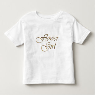 T-shirt Pour Les Tous Petits Flower Girl script or élégant chic blanc