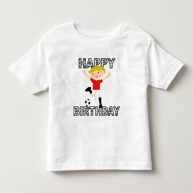 T-shirt Pour Les Tous Petits Football Anniversaire Garçon 1 Rouge et Blanc (Devant)