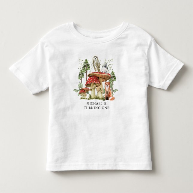 T-shirt Pour Les Tous Petits Forêt Enchantée Bois Bois Premier anniversaire (Devant)