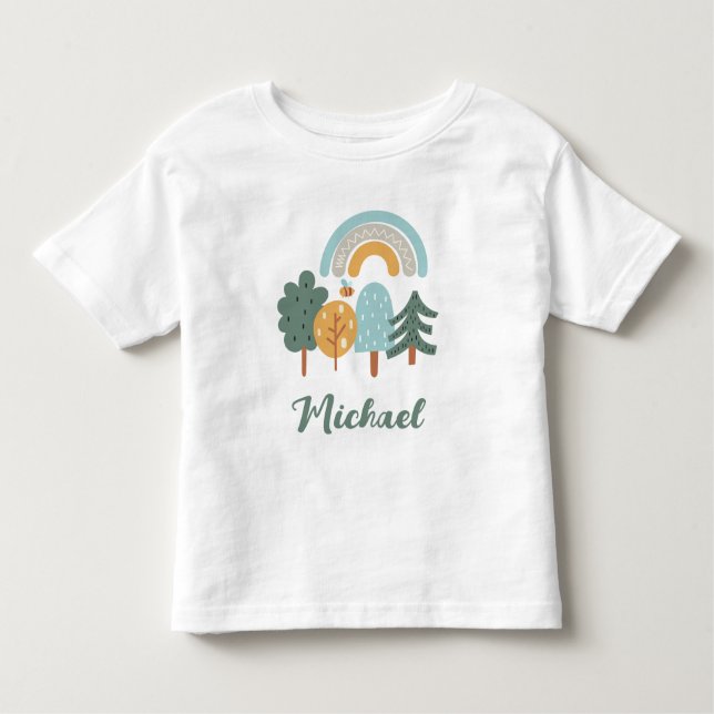 T-shirt Pour Les Tous Petits Forêt magique arc-en-ciel mignonne (Devant)