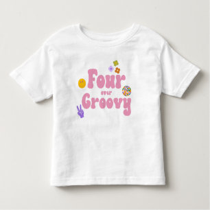 T-shirt Pour Les Tous Petits Four Ever Super Retro 70's 4e anniversaire