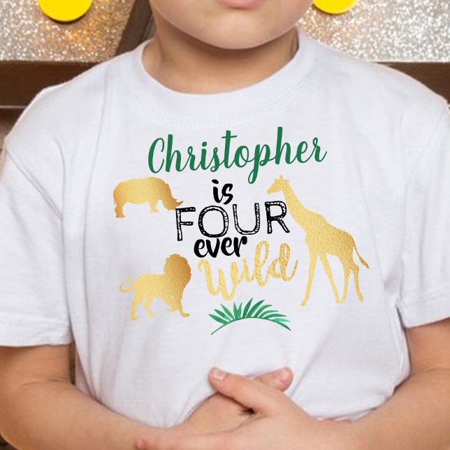 T-shirt Pour Les Tous Petits Four Ever Wild Jungle Safari Garçons 4e anniversai (Créateur téléchargé)