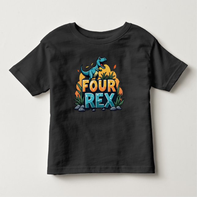 T-shirt Pour Les Tous Petits Four Rex : La façon Dino de célébrer quatre! (Devant)