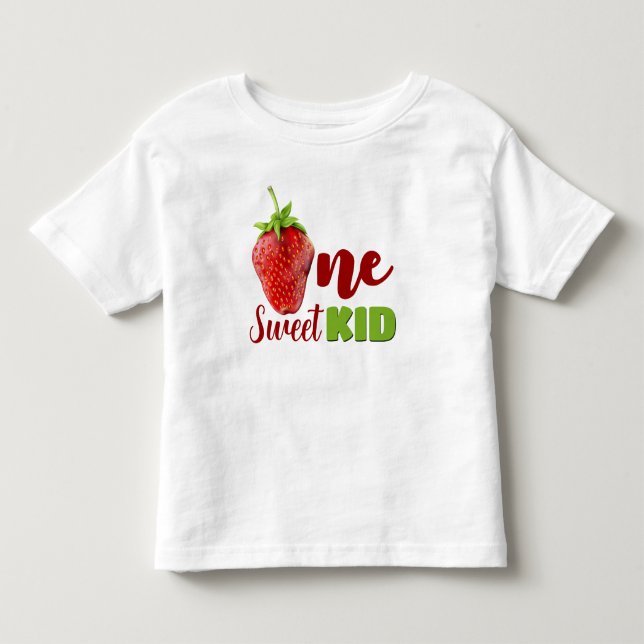 T-shirt Pour Les Tous Petits Fraise UN premier anniversaire (Devant)