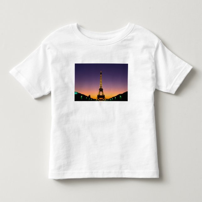 T-shirt Pour Les Tous Petits France, Paris, Tour Eiffel au coucher du soleil. (Devant)
