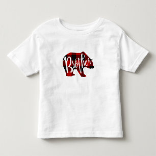 T-shirt Pour Les Tous Petits Frère Ours Rustique Rouge Plaid Famille Buffalo
