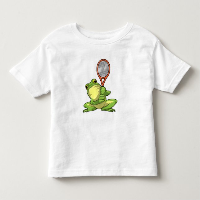 T-shirt Pour Les Tous Petits Frog at Tennis with Tennis racket (Devant)
