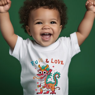 T-shirt Pour Les Tous Petits Fun Carton Dragon Chinois Nouvel An Fu Kids Cadeau