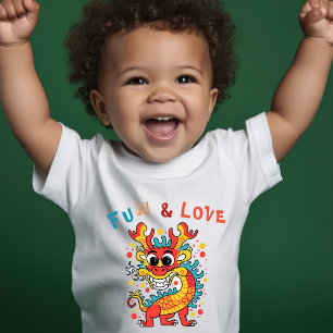 T-shirt Pour Les Tous Petits Fun Carton Dragon Chinois Nouvel An Fu Kids Cadeau