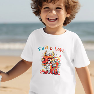 T-shirt Pour Les Tous Petits Fun Carton Dragon Chinois Nouvel An Fu Kids Cadeau