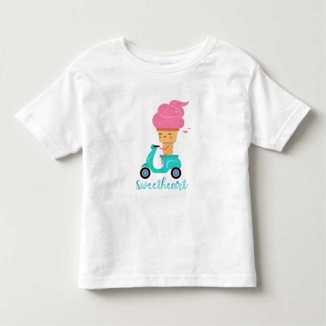 T-shirt Pour Les Tous Petits Fun Chill Summer Pink Ice Cream Scooter Sweethee (Devant)