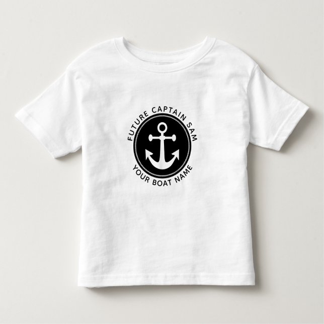 T-shirt Pour Les Tous Petits Fun Nautical Ancre Rope Capitaine Nom du bateau (Devant)