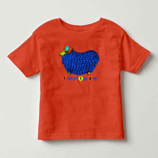 T-shirt Pour Les Tous Petits Funky Bleu Bélier Chinois Année Zodiac Toddler T (Devant)
