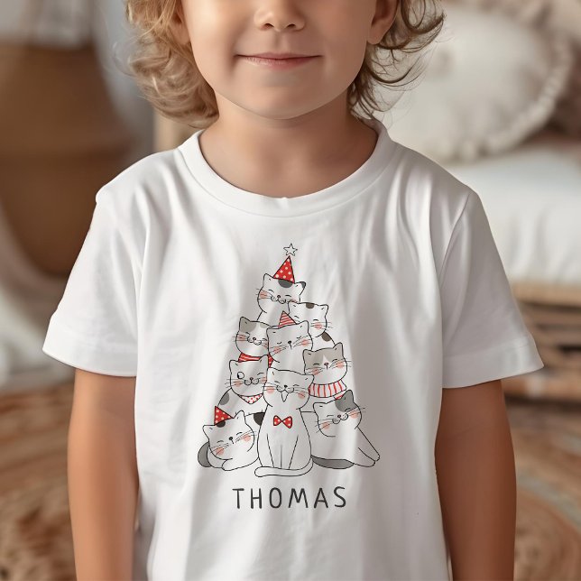 T-shirt Pour Les Tous Petits Funky Cute Cats Tree Noël (Créateur téléchargé)