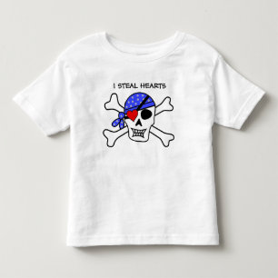 T-shirt Pour Les Tous Petits Funny Boys Valentine Pirate Crâne Coeur Oeil Patch