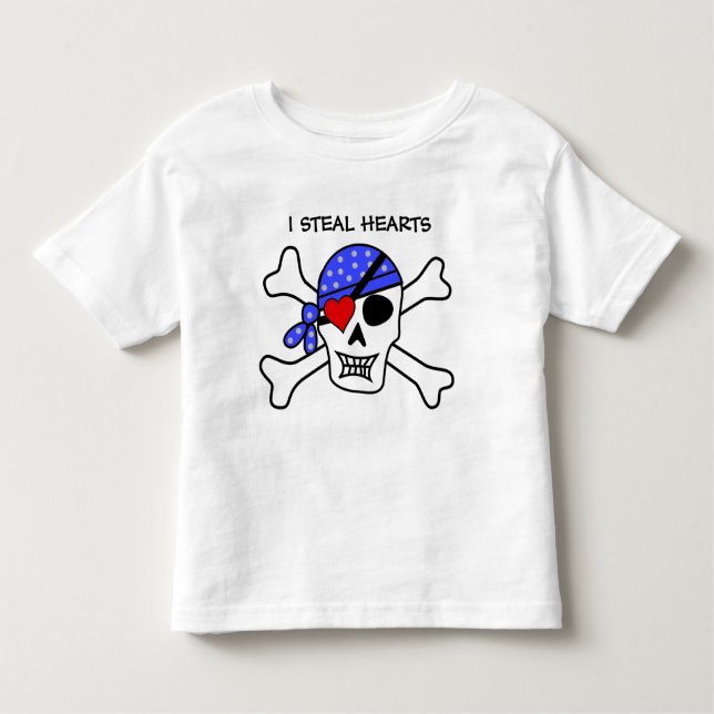 T-shirt Pour Les Tous Petits Funny Boys Valentine Pirate Crâne Coeur Oeil Patch (Devant)