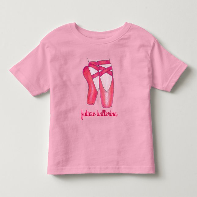 T-shirt Pour Les Tous Petits Futur Ballerina Ballet Rose Pointe Toe Chaussure d (Devant)