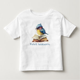T-shirt Pour Les Tous Petits Futur ver de livre Blue Bird Reading Baby
