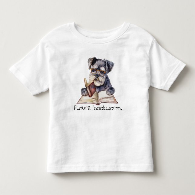 T-shirt Pour Les Tous Petits Futur ver de livre Chien Lecture Bébé (Devant)