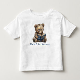 T-shirt Pour Les Tous Petits Futur ver de livre Lecture d'ours Bébé