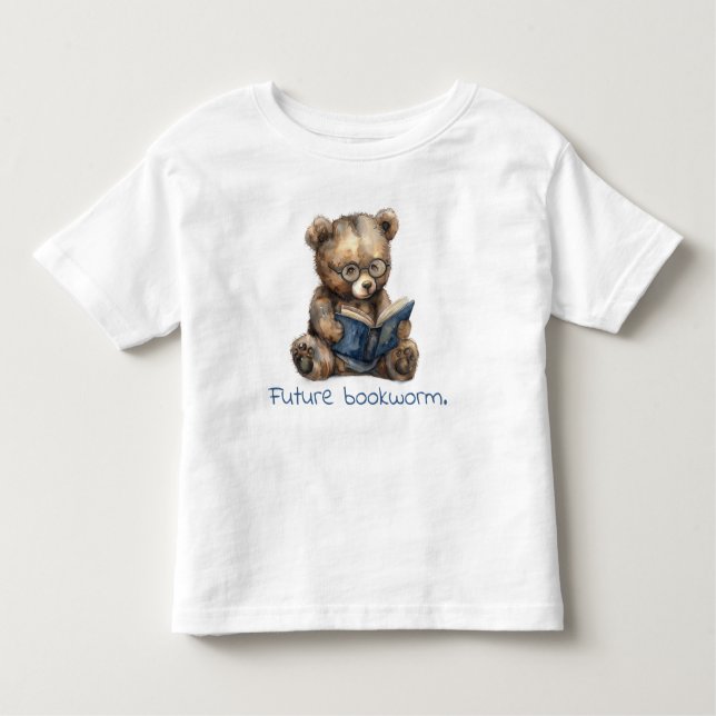 T-shirt Pour Les Tous Petits Futur ver de livre Lecture d'ours Bébé (Devant)