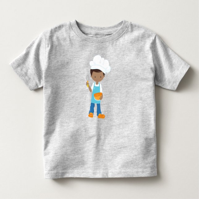 T-shirt Pour Les Tous Petits Garçon afro-américain, Boulangerie, Boulanger, Pât (Devant)