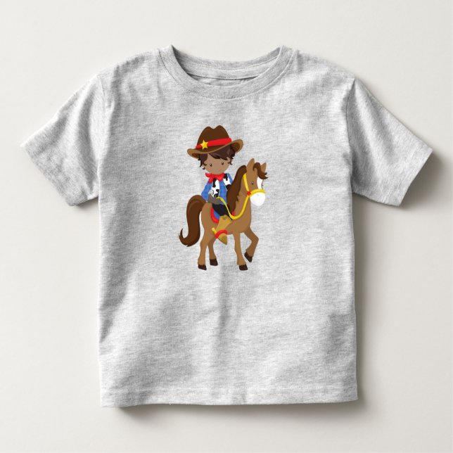 T-shirt Pour Les Tous Petits Garçon afro-américain, cowboy, shérif, cheval (Devant)