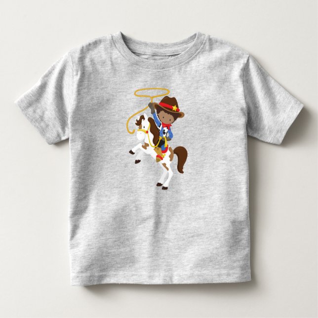 T-shirt Pour Les Tous Petits Garçon afro-américain, cowboy, shérif, lasso (Devant)