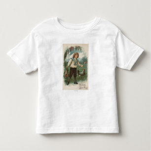 T-shirt Pour Les Tous Petits Garçon avec le panier d'oeuf de pâques tenant