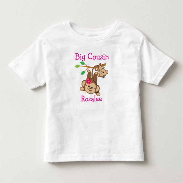T-shirt Pour Les Tous Petits Garçon customisé, Fille Singes Gros Cousin (Devant)