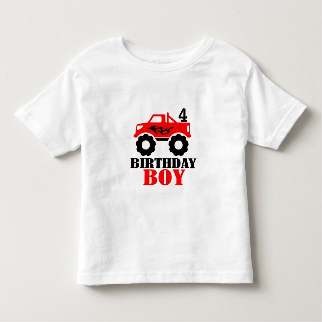 T-shirt Pour Les Tous Petits Garçon d'âge Monster Truck pour anniversaire (Devant)