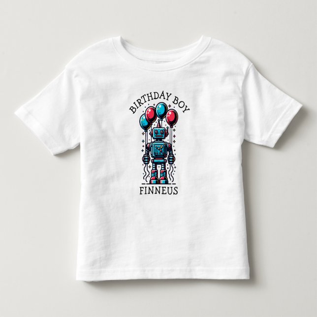 T-shirt Pour Les Tous Petits Garçon d'anniversaire à thème robot (Devant)